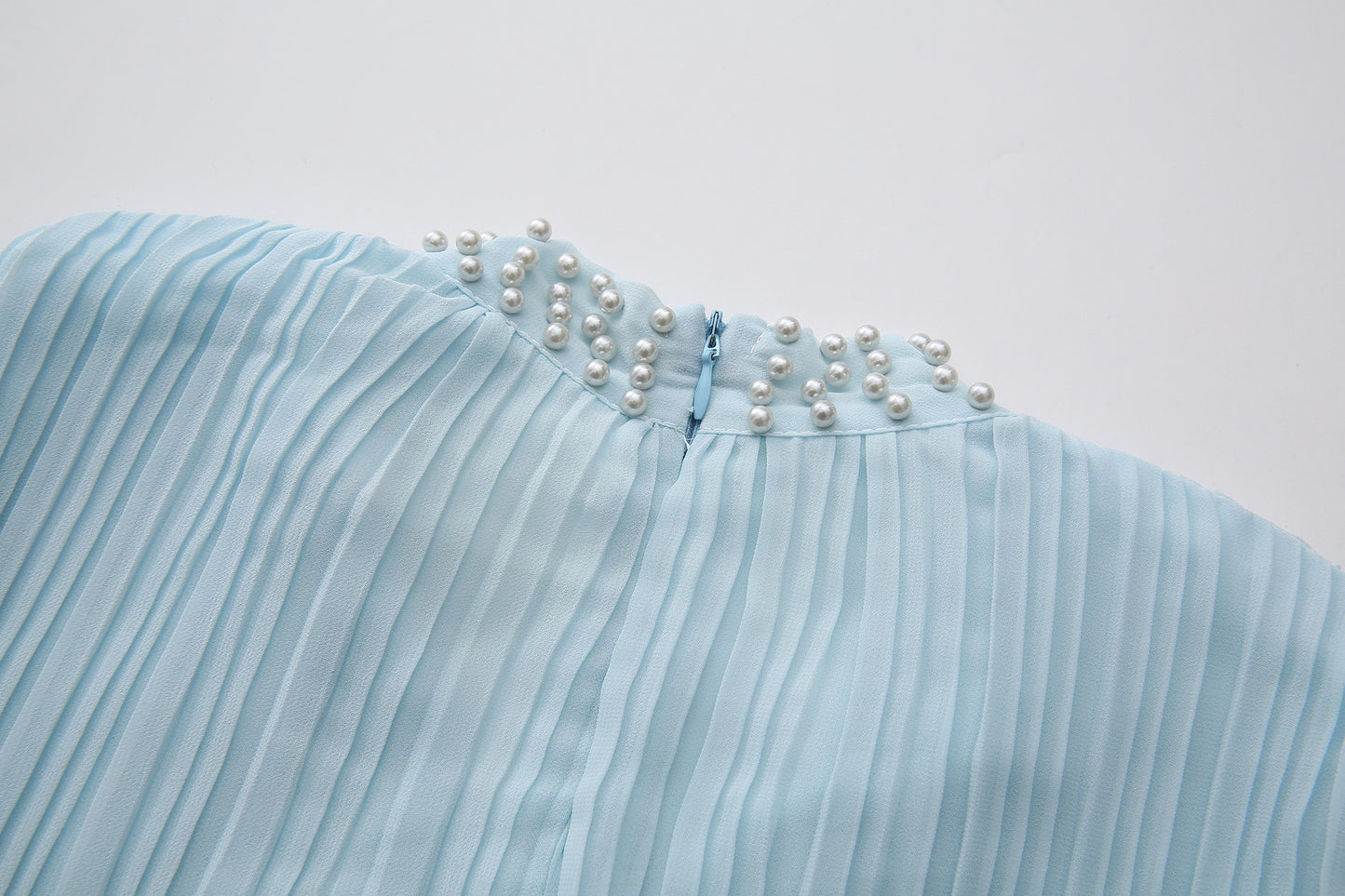 Women's Tie-neck Pleated Top Satin Gilded Party Long Dress - LAI MENG FIVE CATS