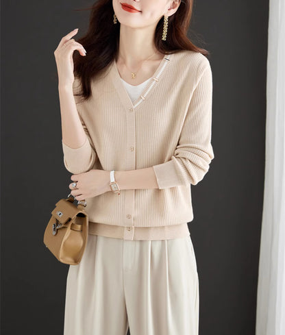 Women's Lightweight Cardigan V Neck  Knit Sweater Tops