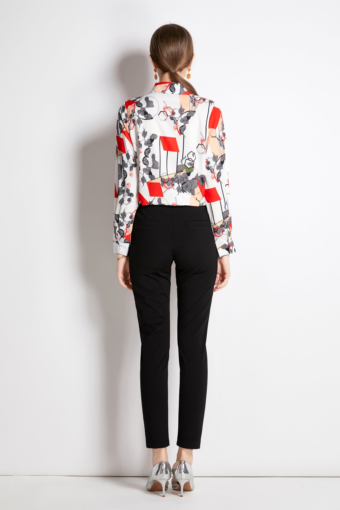 ESY-Women's Shirt Floral Print Long Sleeve Button Blouse