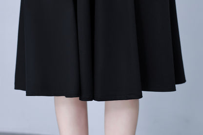 Women's Lapel V-Neck Pocket Short Sleeve Midi Dress - LAI MENG FIVE CATS