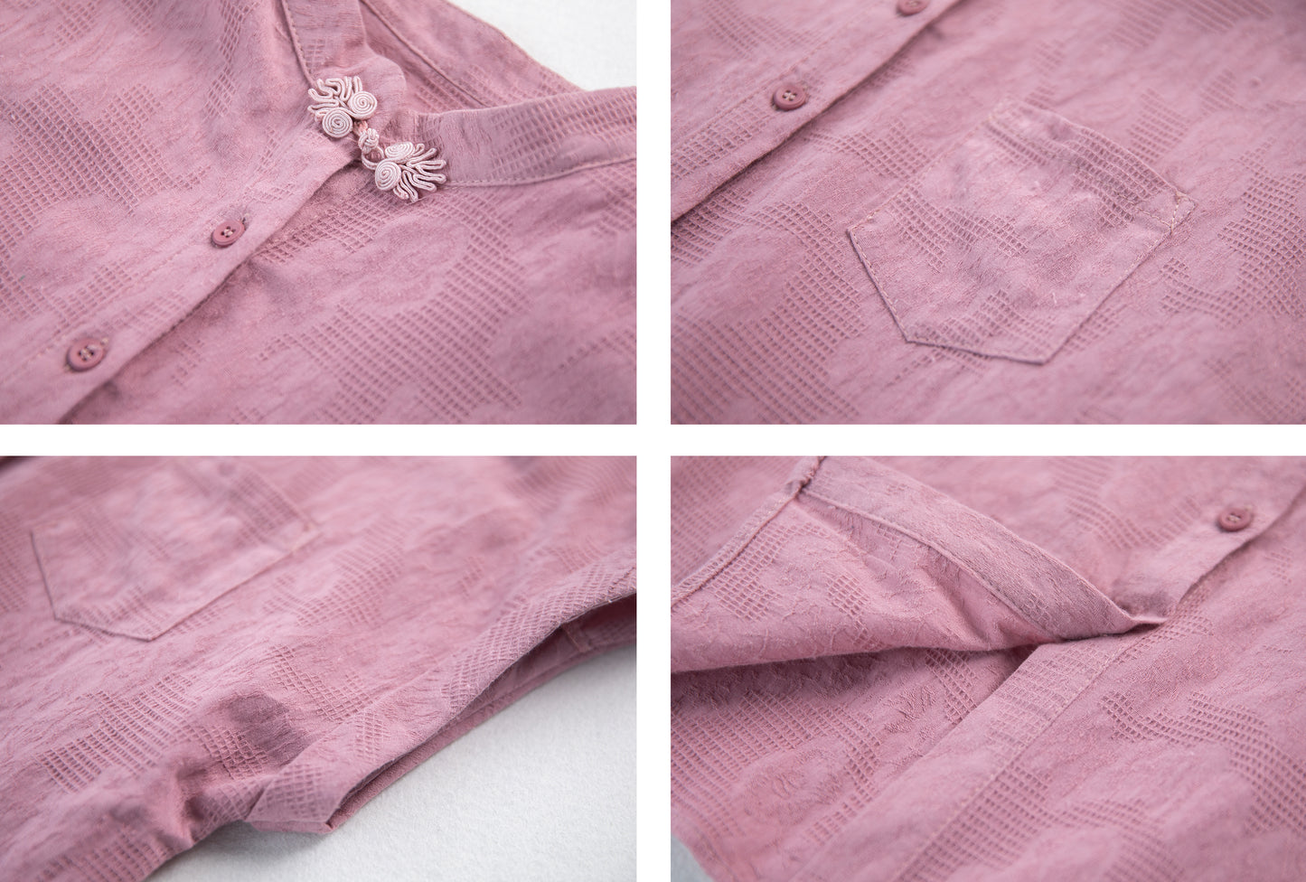 Women's Button Cap Sleeve Mandarin Collar Blouse Top - LAI MENG FIVE CATS