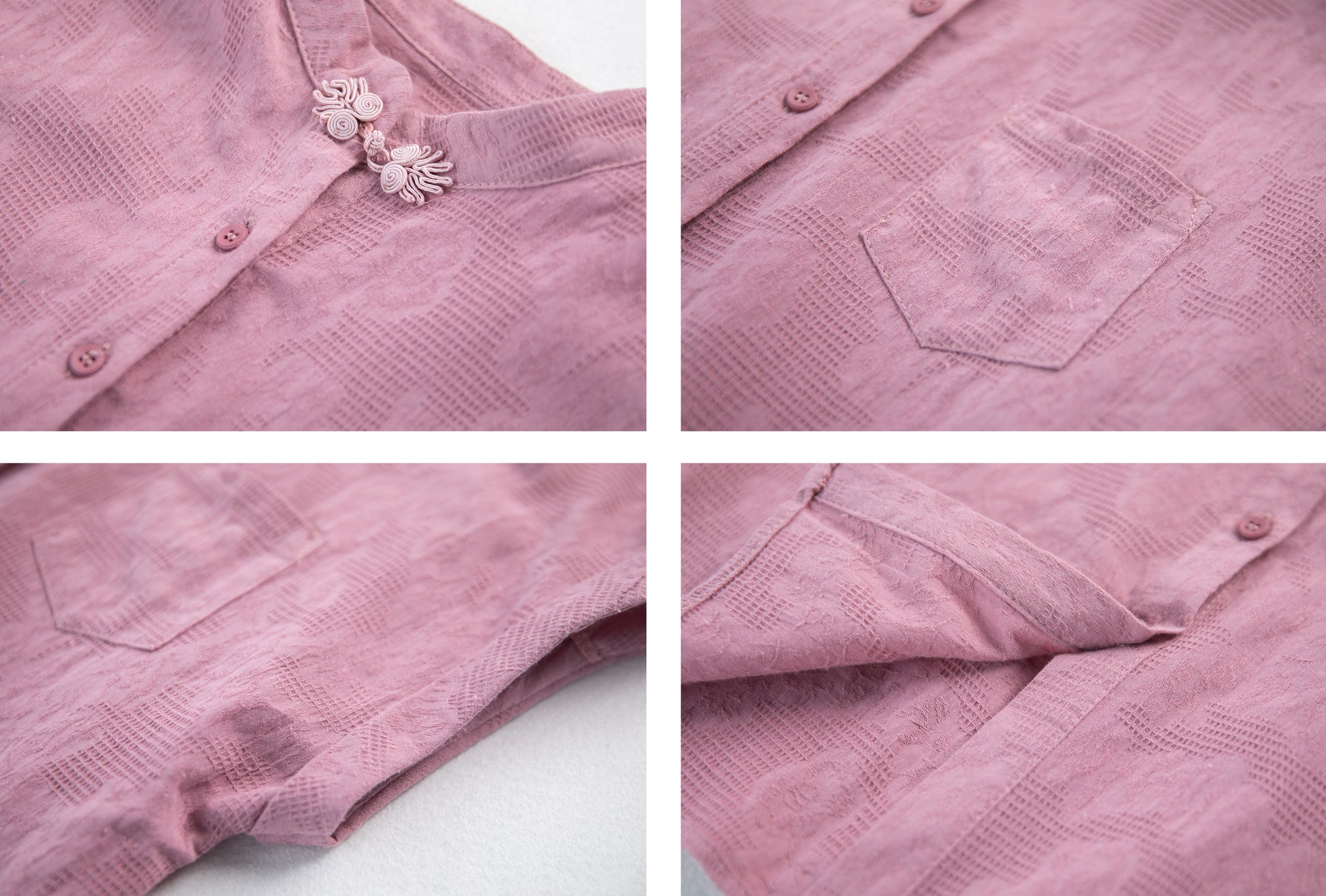Women's Button Cap Sleeve Mandarin Collar Blouse Top - LAI MENG FIVE CATS