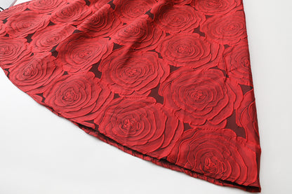Women's Cap Sleeves Silk Satin Jacquard Dress - LAI MENG FIVE CATS