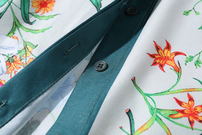 ESY-Women's Shirt Print Long Sleeve Button Blouse