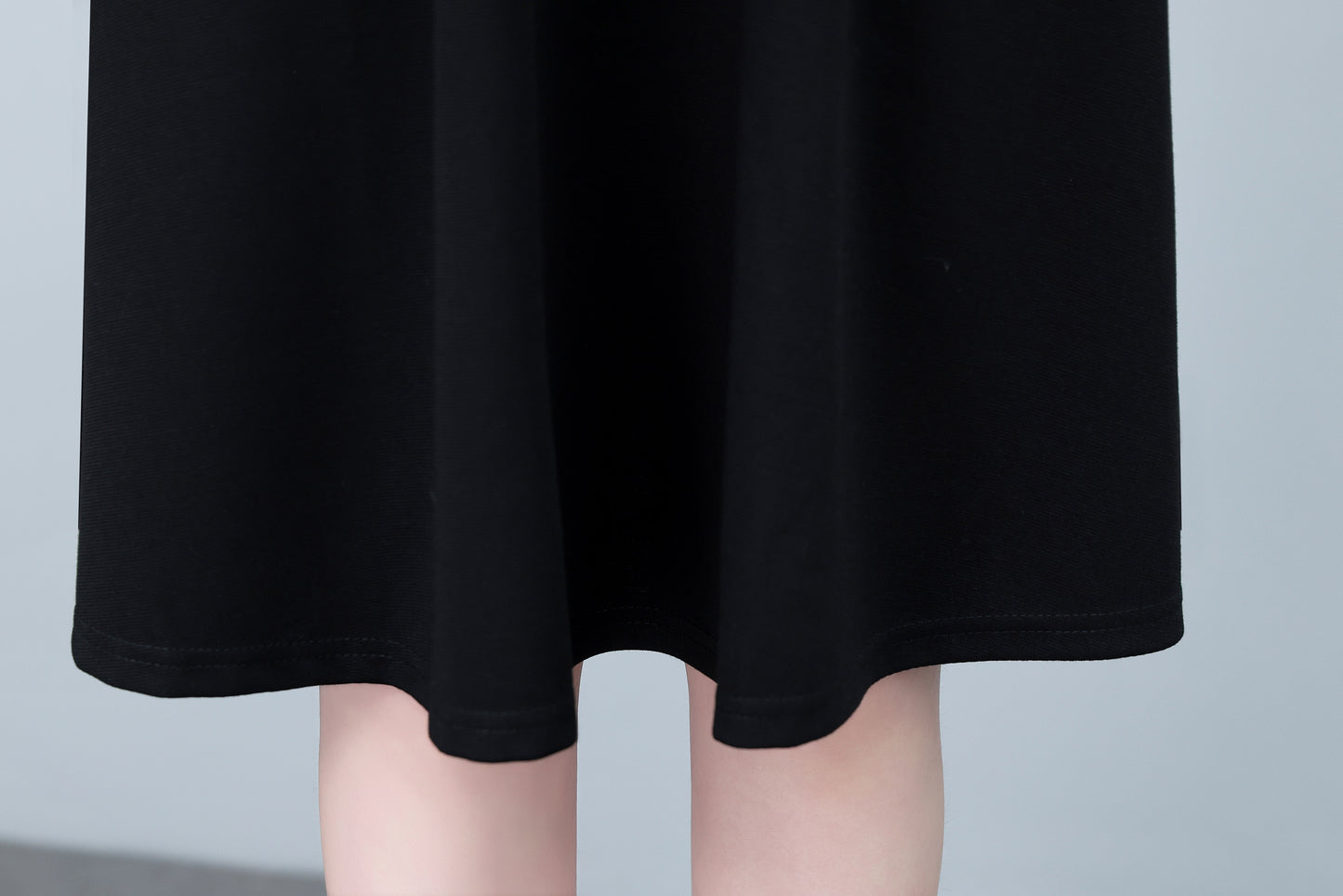 Women's Lapel V-Neck Pocket Long Sleeve Black Dress