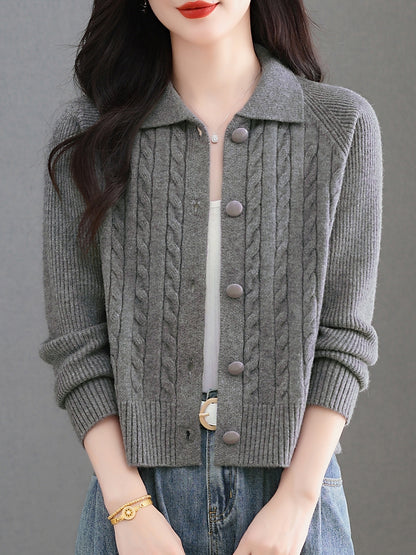Women's Cable Knit Cardigan Open Front Sweater Jacket