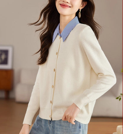 Women's Long Sleeve Sweater Knit Cardigan Tops - LAI MENG FIVE CATS