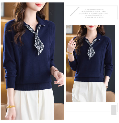 Women's Sweater Lapel Polo V Neck Knit Outfits