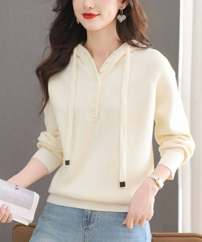 Women's Hoodie Sweater Drawstring Knit Sweatshirt