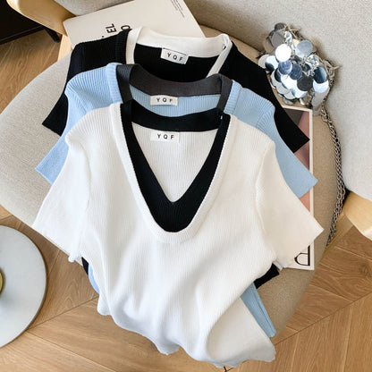 Summer Contrast Trim Knit Top