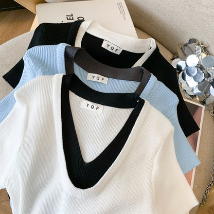 Summer Contrast Trim Knit Top
