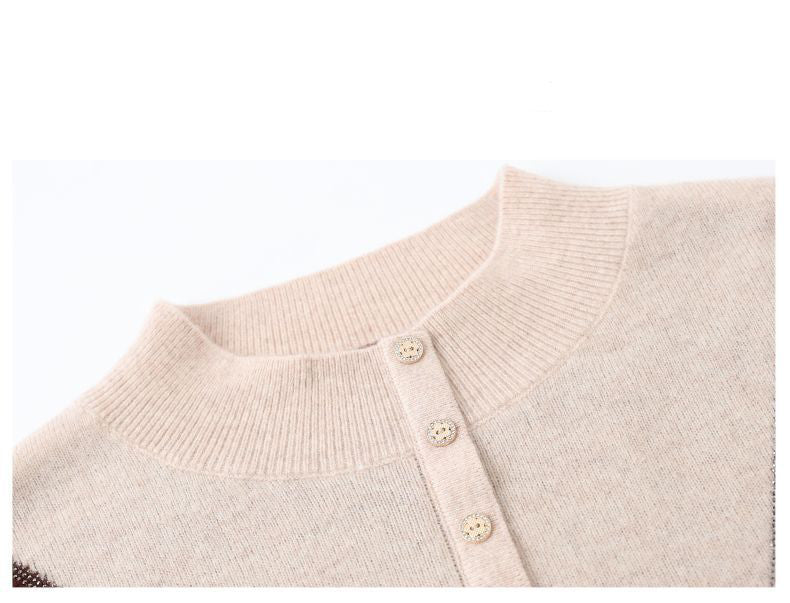 Women's Mock Neck Ribbed Sweaters Knit Patchwork Tops