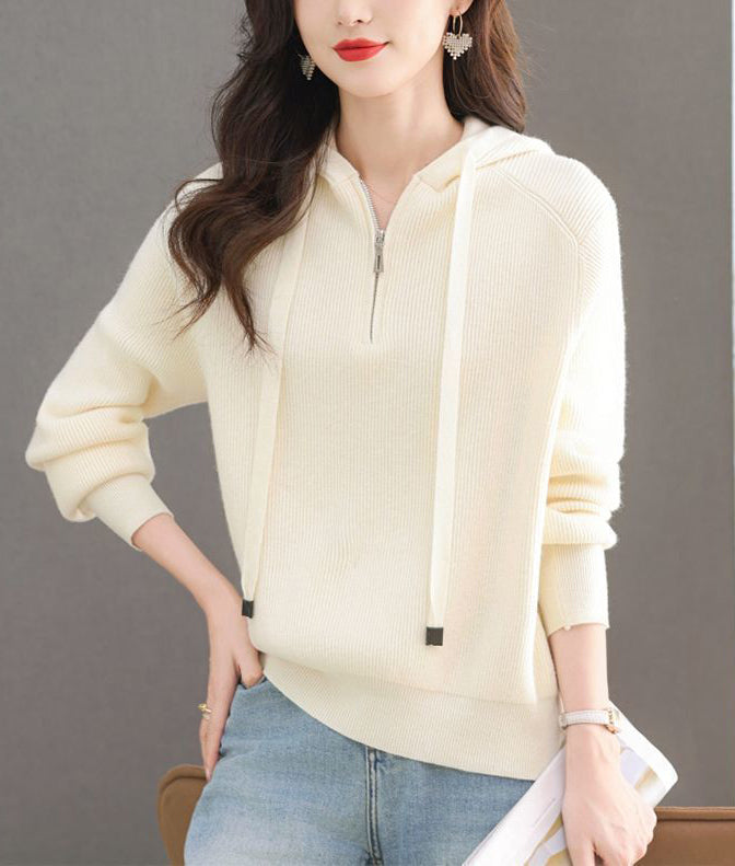 Women's Hoodie Sweaters Quarter Zip Knit Outfits