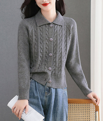 Women's Cable Knit Cardigan Open Front Sweater Jacket