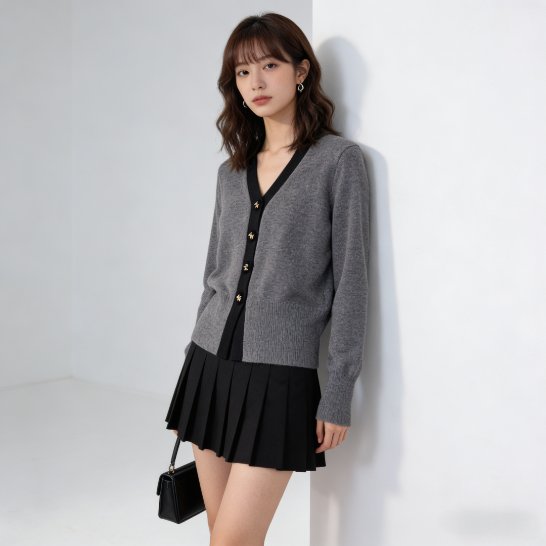 Women's Cardigan Sweater V-Neck Knit Long Sleeve Top