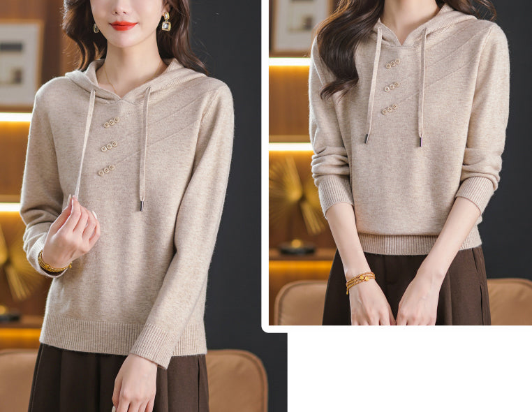 Women's Hoodie Knit Lightweight Sweater Pullover