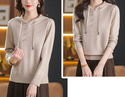 Women's Hoodie Knit Lightweight Sweater Pullover