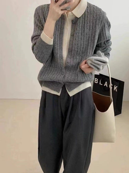 Women's Long Sleeve Cable Knit Sweater Cardigan Top