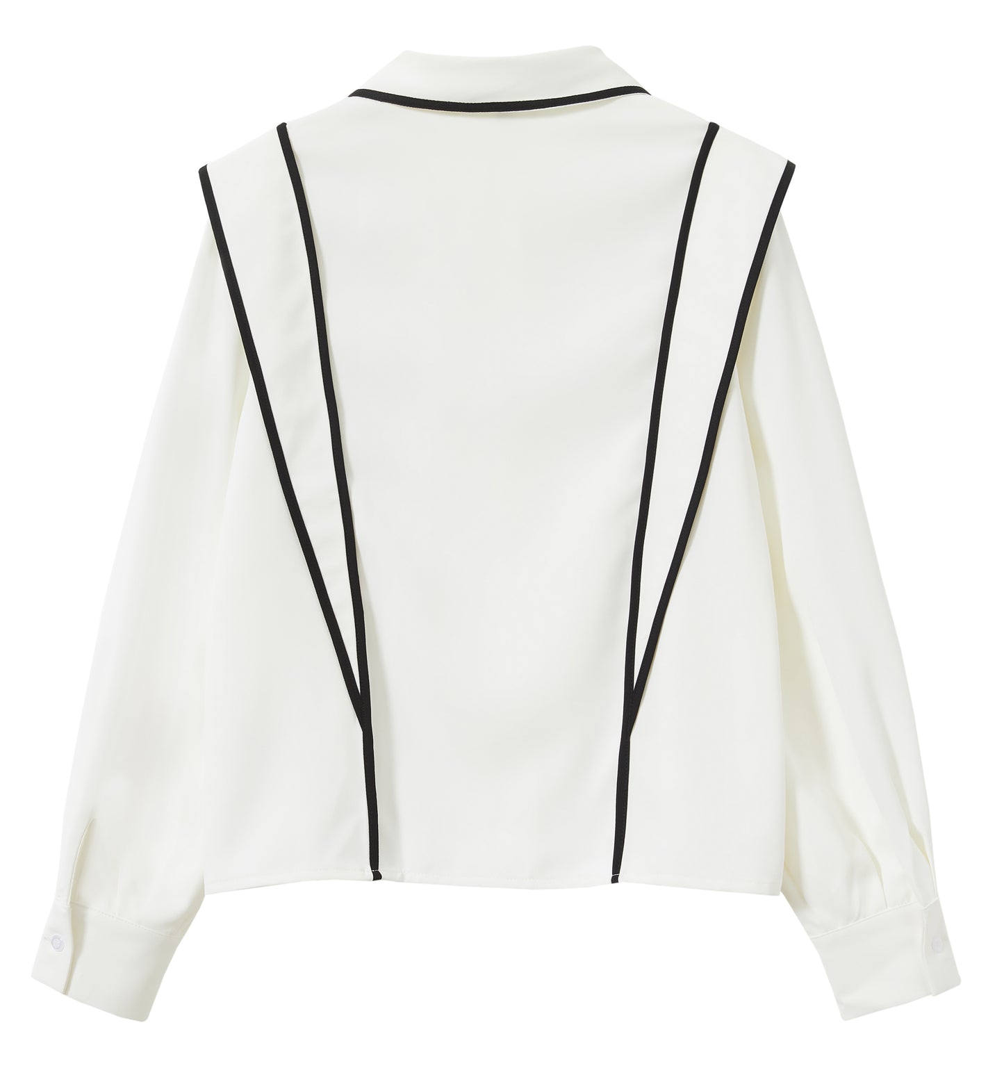 Contrast Piping White Shirt | Structured Statement Collar Workwear Top