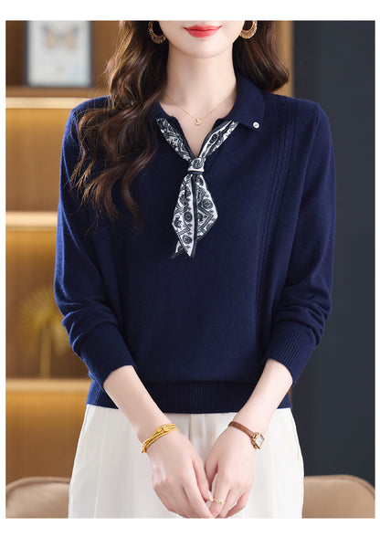 Women's Sweater Lapel Polo V Neck Knit Outfits