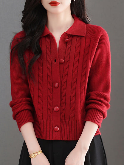 Women's Cable Knit Cardigan Open Front Sweater Jacket