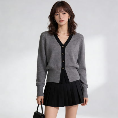Women's Cardigan Sweater V-Neck Knit Long Sleeve Top