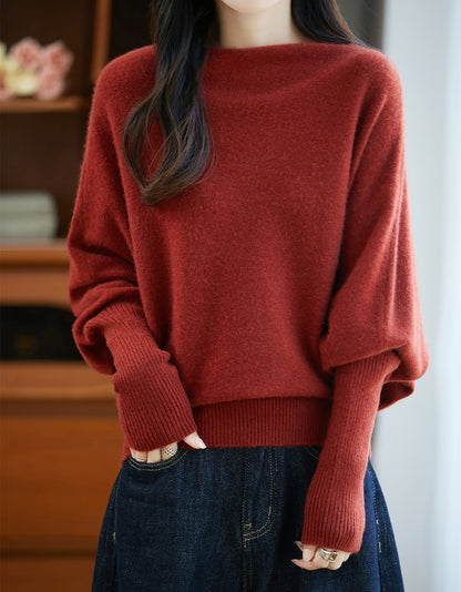 28723 Women's Batwing Sleeve Knit Sweater - LAI MENG FIVE CATS
