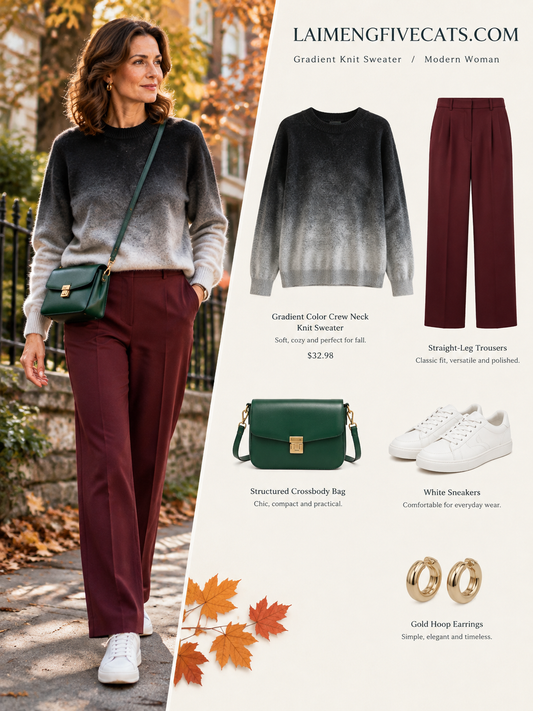 28728 Gradient Crewneck Knit Sweater