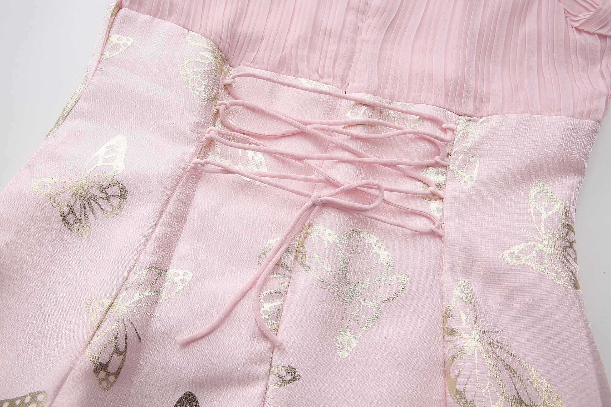 Women's Tie-neck Pleated Top Satin Gilded Party Long Dress - LAI MENG FIVE CATS