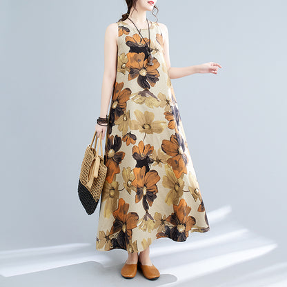 Floral Print Loose Cami Dress with Pocket