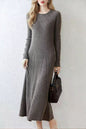 Women's Round Neck Sweater Ribbed Knit Maxi Dress