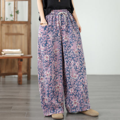 Women's Wide Leg Jeans Lightweight Wasited Elastic Print Y2K Pants - LAI MENG FIVE CATS