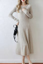 Women's Round Neck Sweater Ribbed Knit Maxi Dress