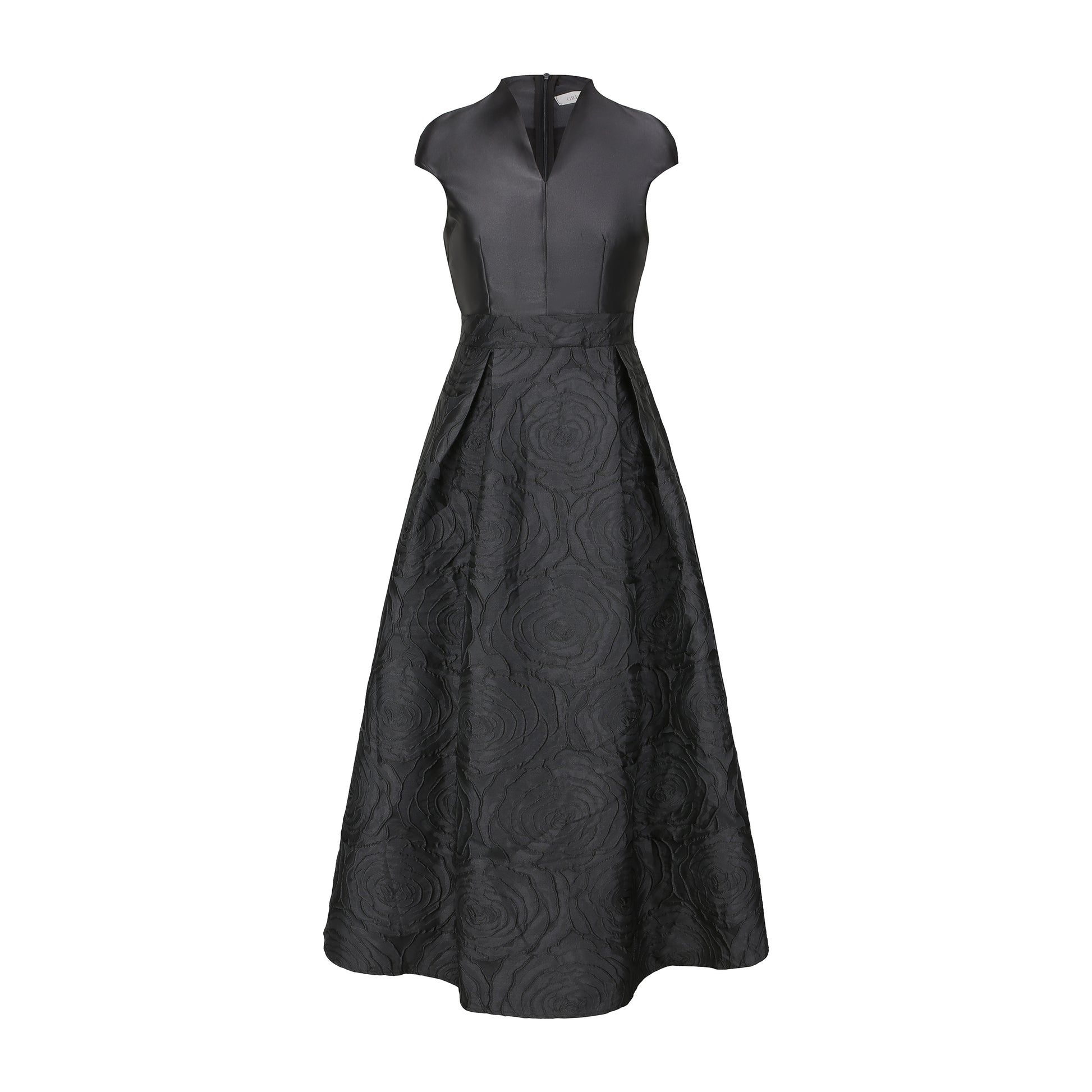 Women's Cap Sleeves Silk Satin Jacquard Dress - LAI MENG FIVE CATS