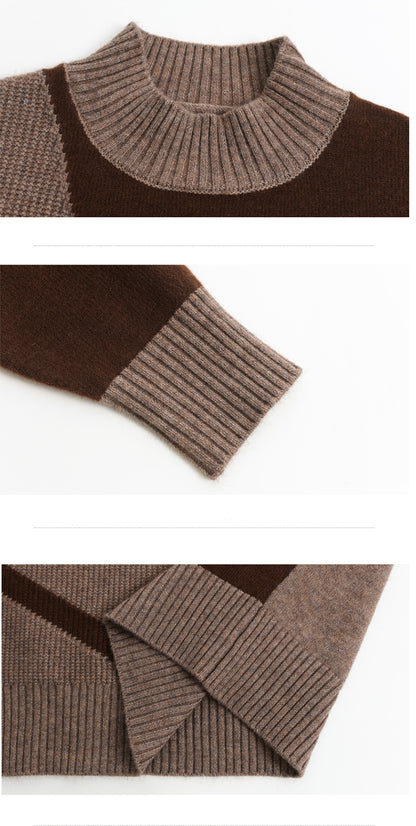 Women's Color Block Sweater Long Sleeve Ribbed Knit Tops