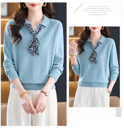 Women's Sweater Lapel Polo V Neck Knit Outfits