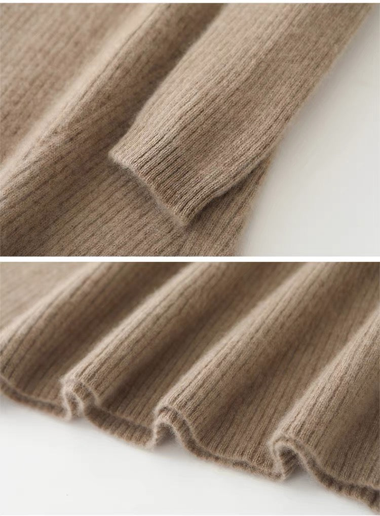 Women's Sweater Crewneck Ribbed Knit Midi Dress