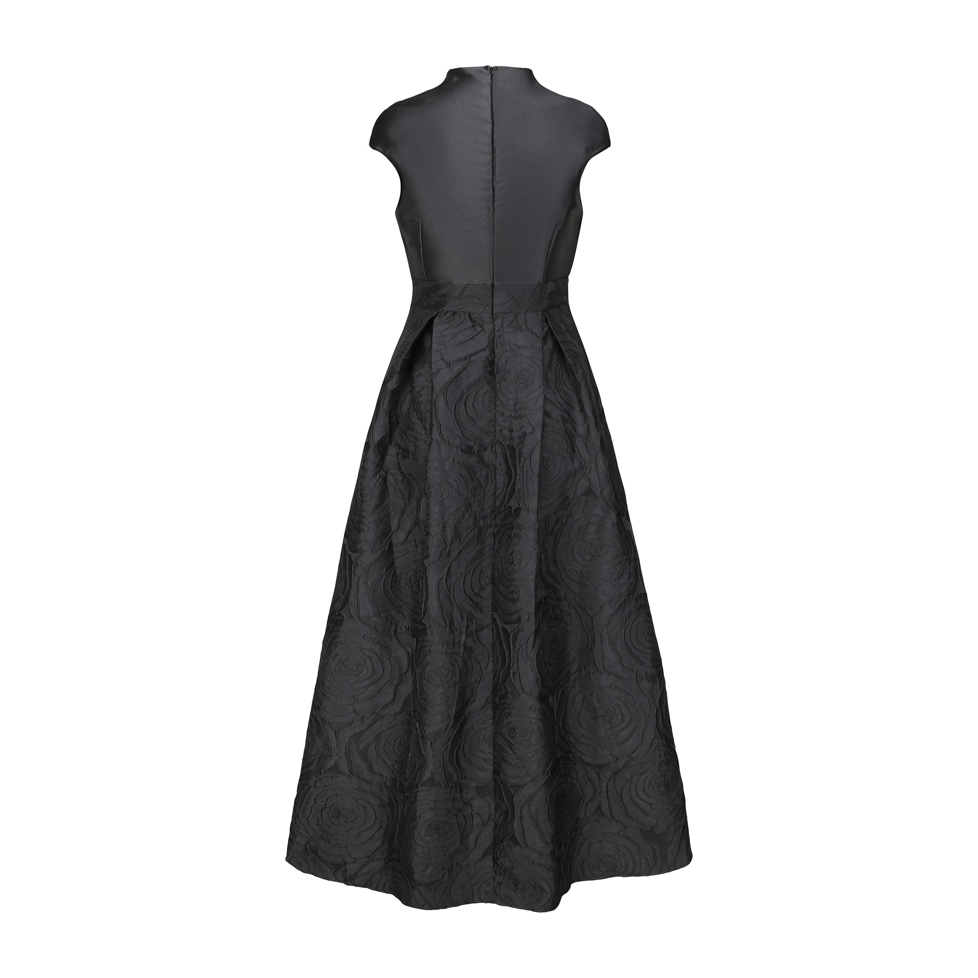 Women's Cap Sleeves Silk Satin Jacquard Dress - LAI MENG FIVE CATS