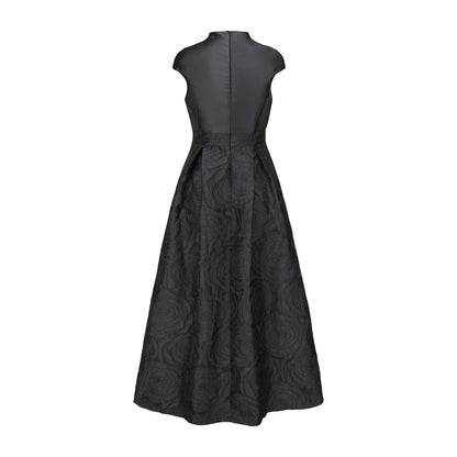 Women's Cap Sleeves Silk Satin Jacquard Dress - LAI MENG FIVE CATS