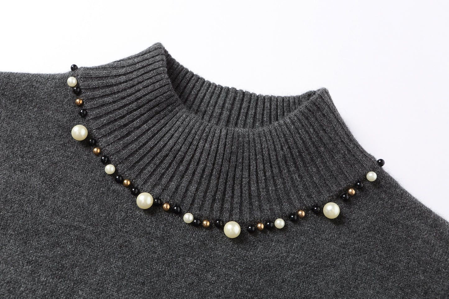 Women's Mock Neck Wool Sweater Drawstring Waist Dress