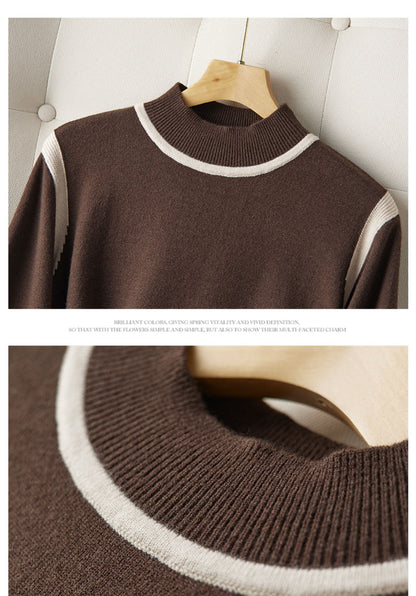 Women's Long Sleeve Basic Sweater Knit Color Block Dress