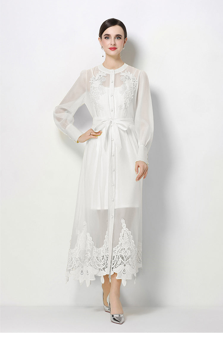 Sheer Embroidered Organza Maxi Dress with Slip & Belt – LAI MENG FIVE CATS