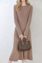 Women's Sweater Crewneck Ribbed Knit Midi Dress