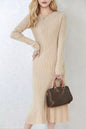 Women's Sweater Crewneck Ribbed Knit Midi Dress
