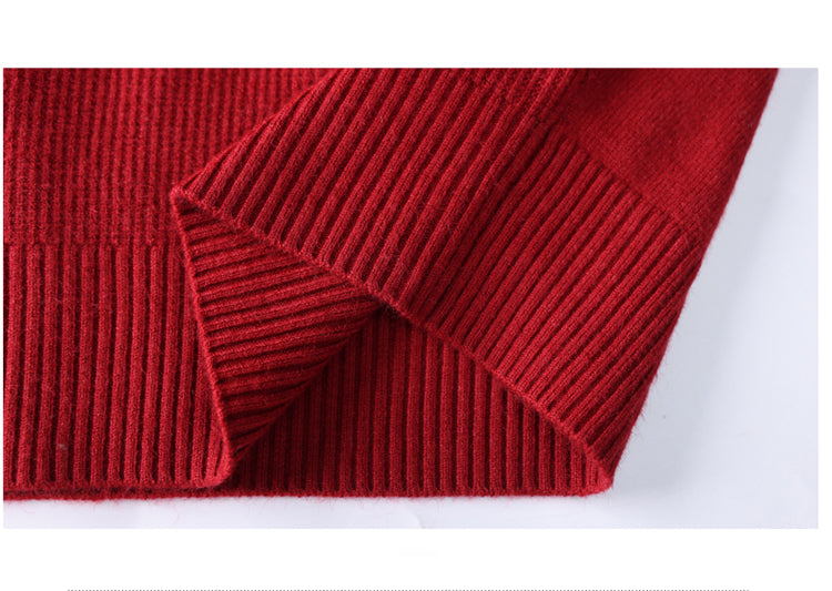 Elegant Layered Knit Sweater with Polo Collar Long Sleeve Knit Pullover - LAI MENG FIVE CATS