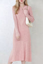 Women's Sweater Crewneck Ribbed Knit Midi Dress