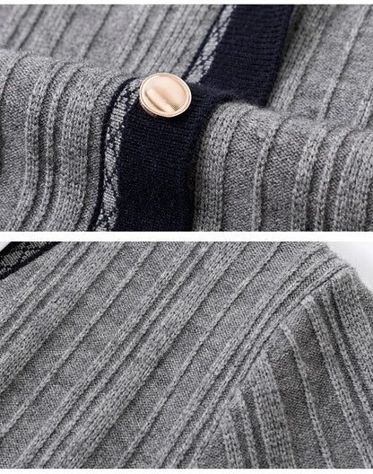 Women's Sweater 2 in 1 Lapel Ribbed Knit Pullover Top
