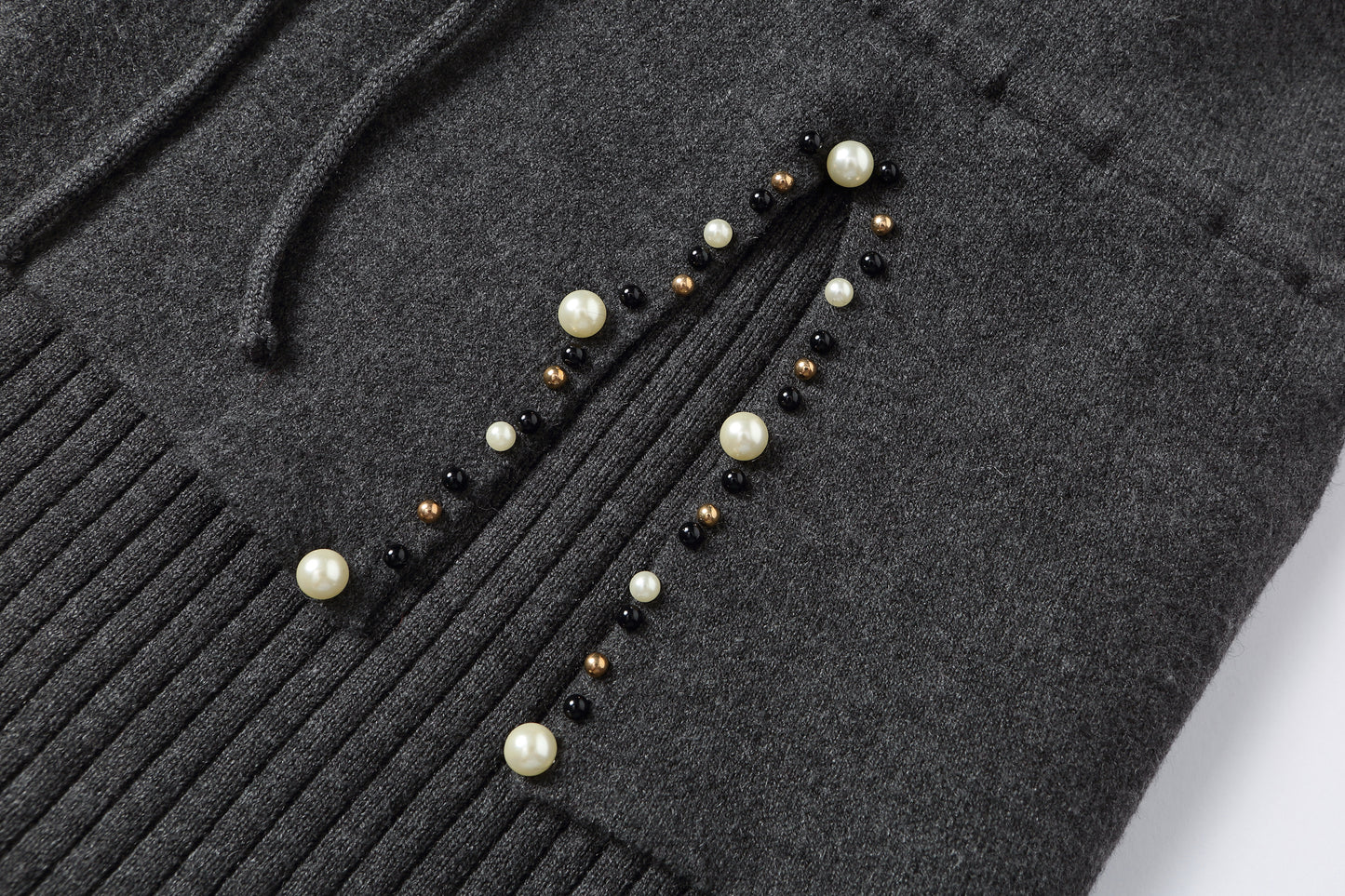 Women's Mock Neck Wool Sweater Drawstring Waist Dress