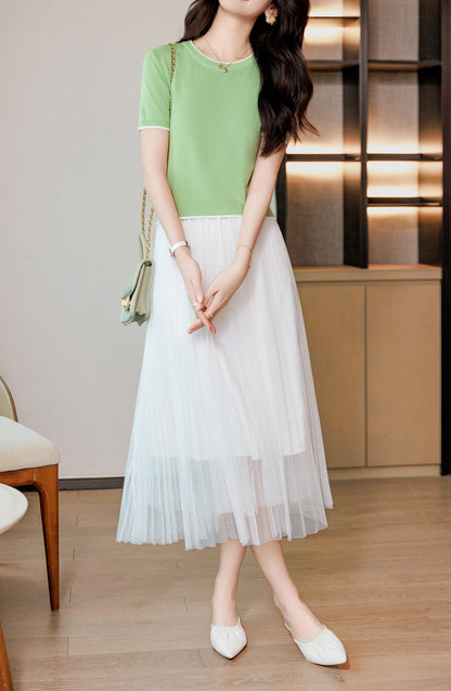 Women's Short Sleeve Ribbed Knit Tops