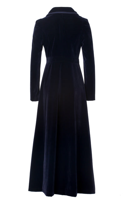 Women’s Long Velvet Coat – Burgundy & Navy | Elegant Fall & Winter Outerwear